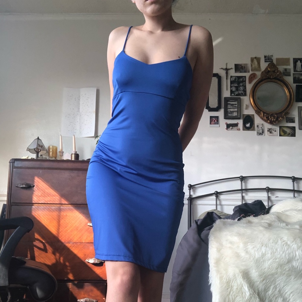 Blue body con dress